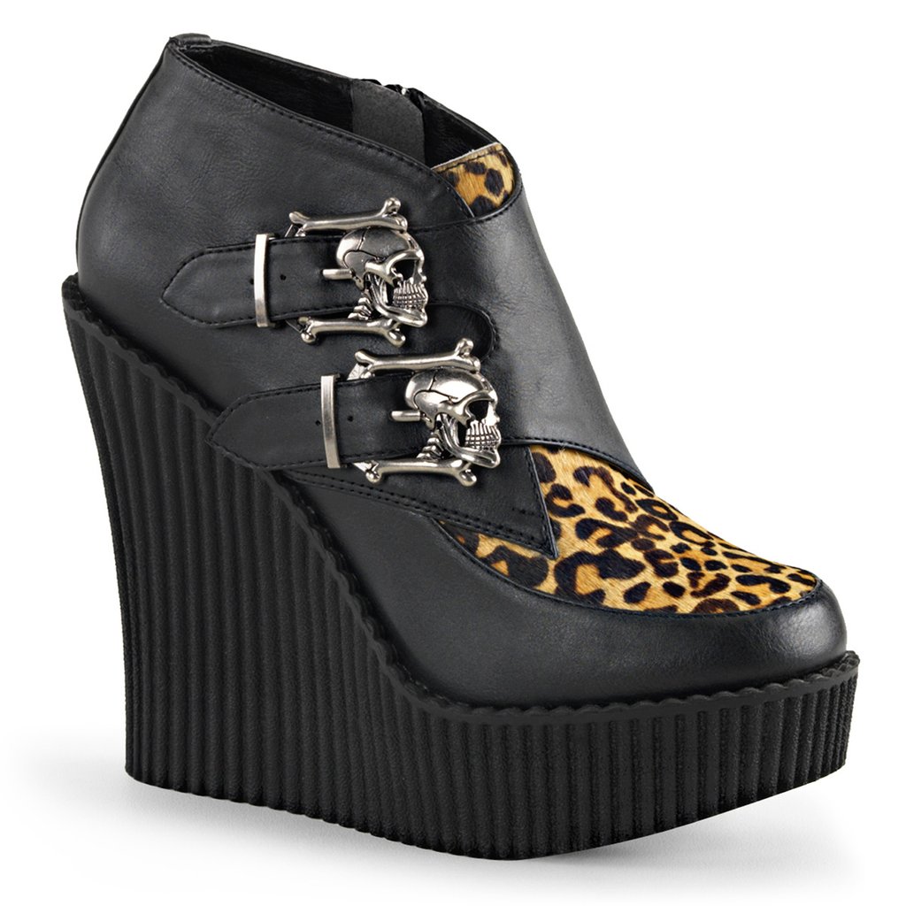 Creepers Demonia Creeper 306 Vegan Cuir Femme - Noir 54760-PIGE